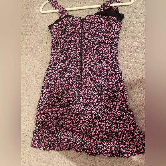 Floral Mini Dress In Pink/Black- SKY TO MOON - Picture 5 of 9